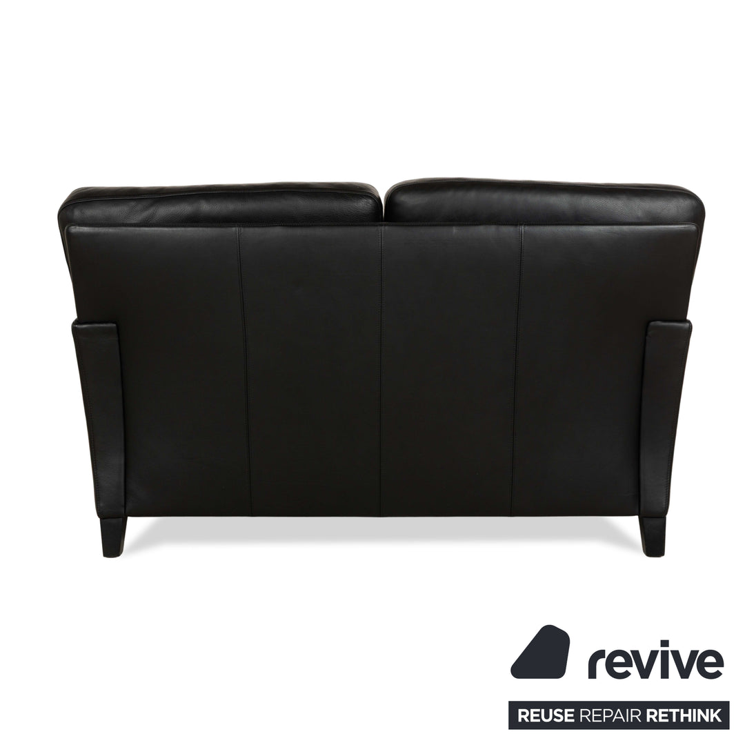 Canapé deux places en cuir noir Henry de Walter Knoll