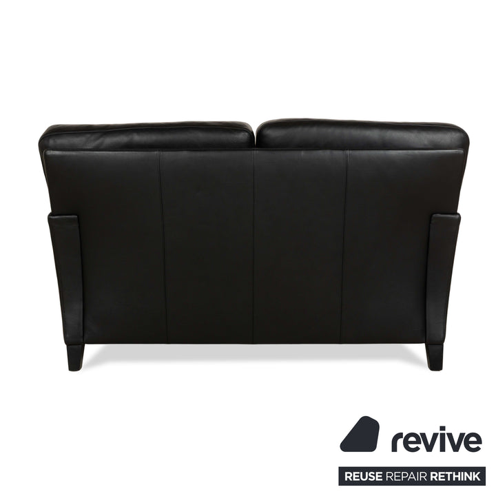 Canapé deux places en cuir noir Henry de Walter Knoll