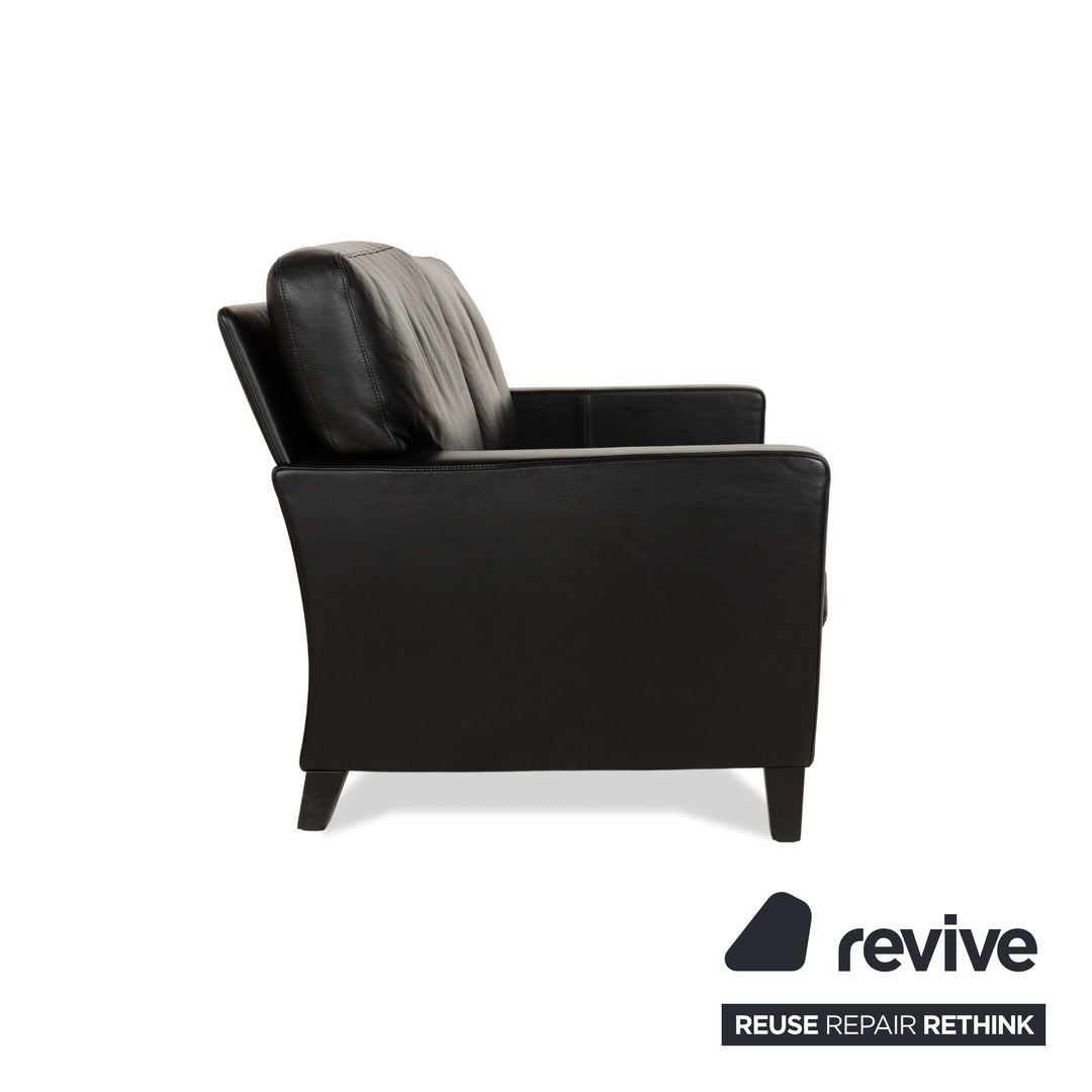 Canapé deux places en cuir noir Henry de Walter Knoll