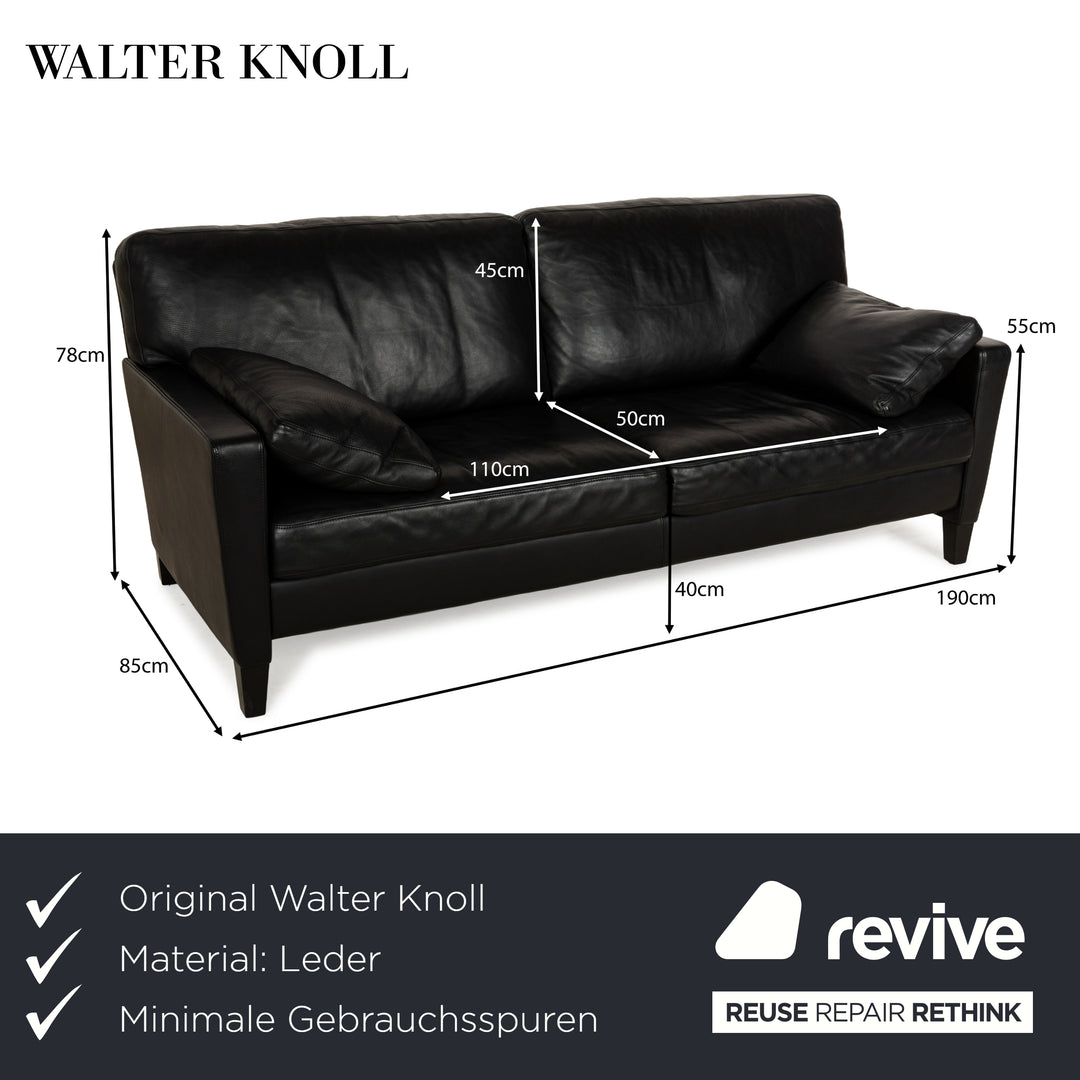 Walter Knoll Henry Leather Two-Seater Black Sofa Couch