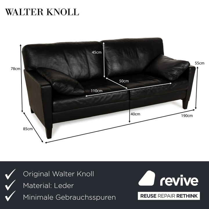 Walter Knoll Henry Leather Two-Seater Black Sofa Couch