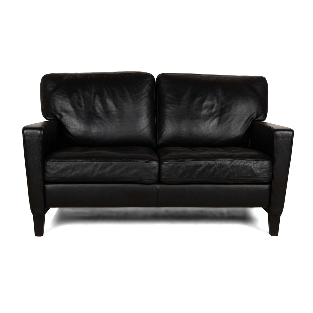 Canapé deux places en cuir noir Henry de Walter Knoll