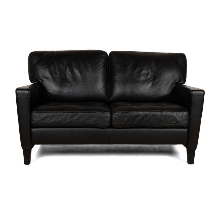Canapé deux places en cuir noir Henry de Walter Knoll