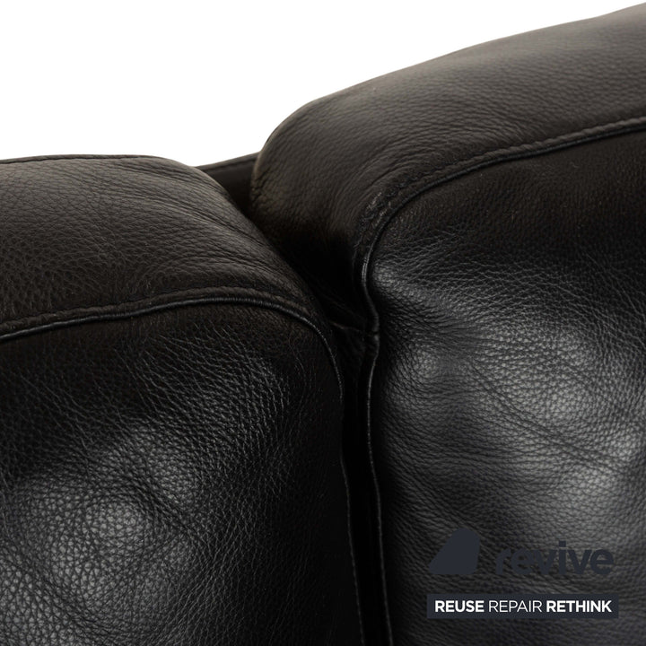 Canapé deux places en cuir noir Henry de Walter Knoll