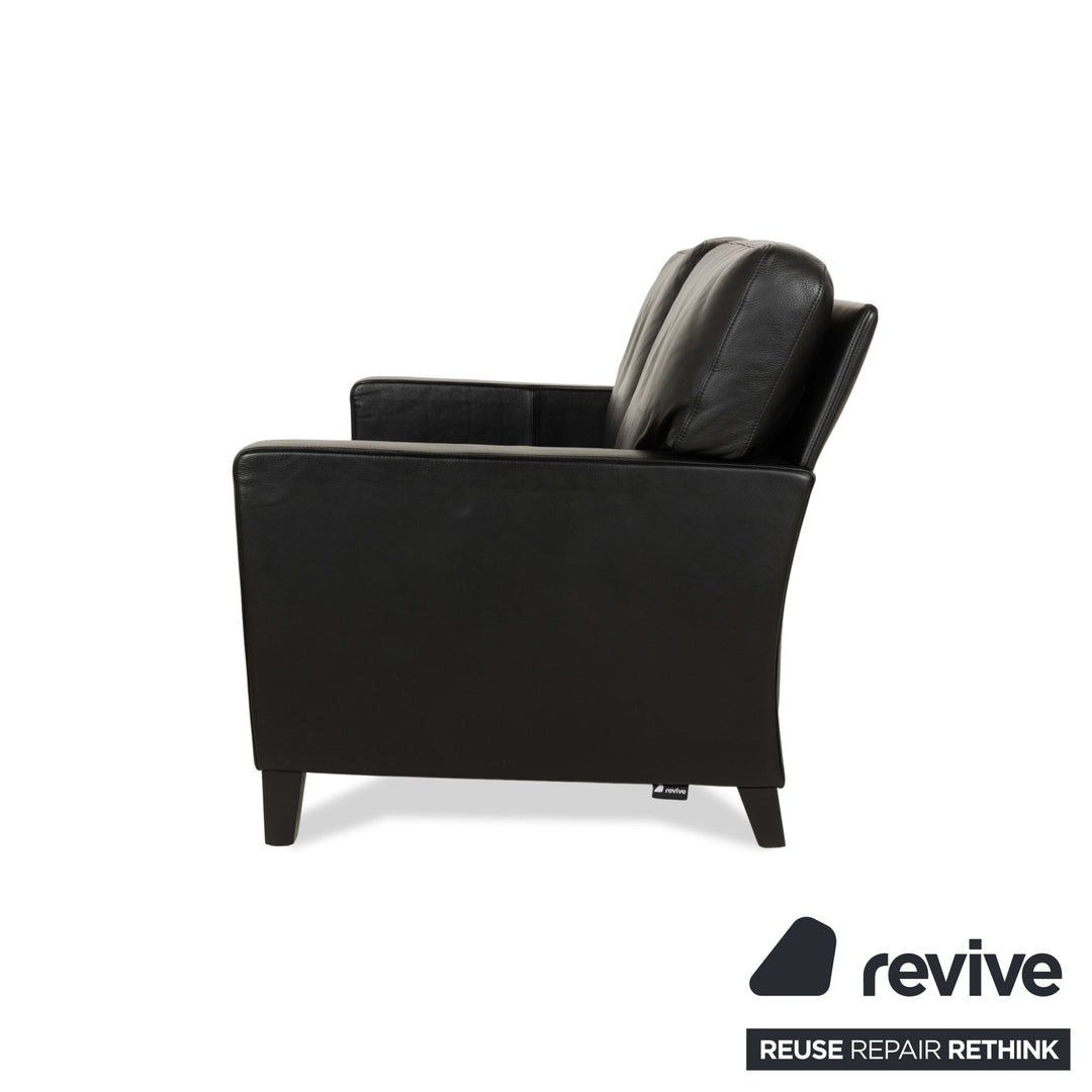 Canapé deux places en cuir noir Henry de Walter Knoll