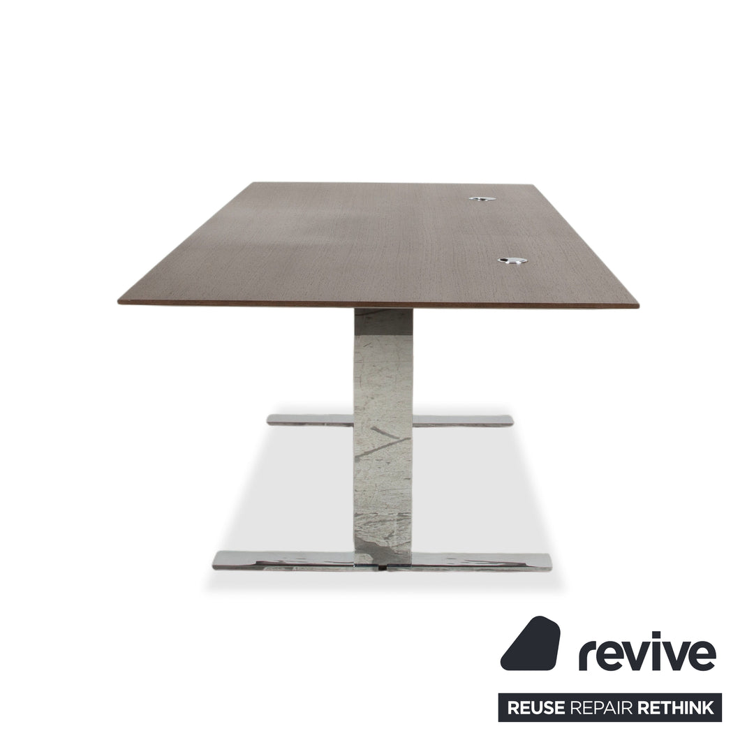 Walter Knoll Holz Schreibtisch Braun Chrom 225 x 100 cm