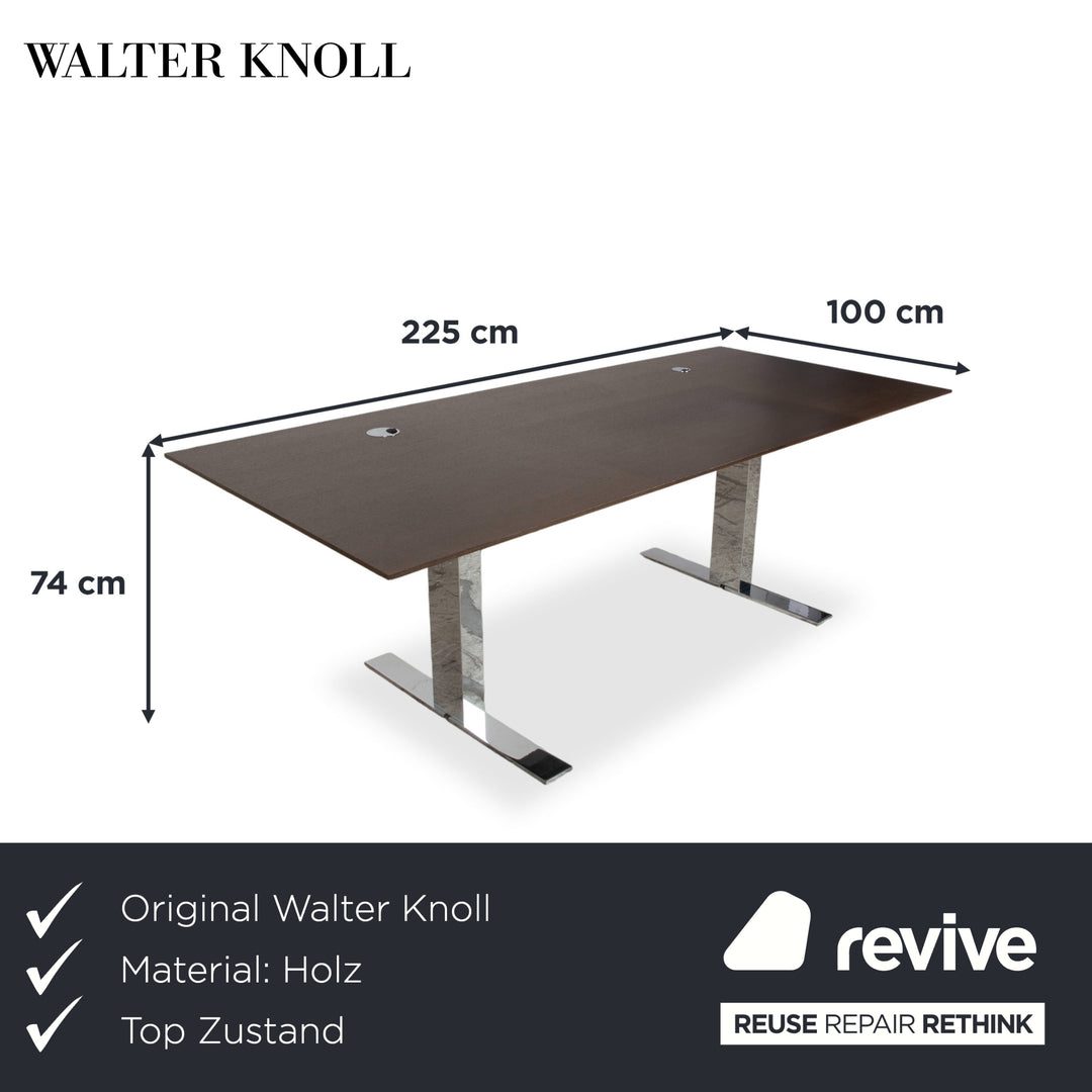 Walter Knoll Holz Schreibtisch Braun Chrom 225 x 100 cm