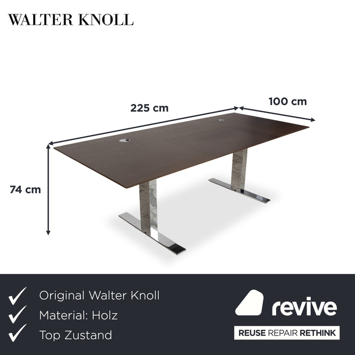 Walter Knoll Holz Schreibtisch Braun Chrom 225 x 100 cm