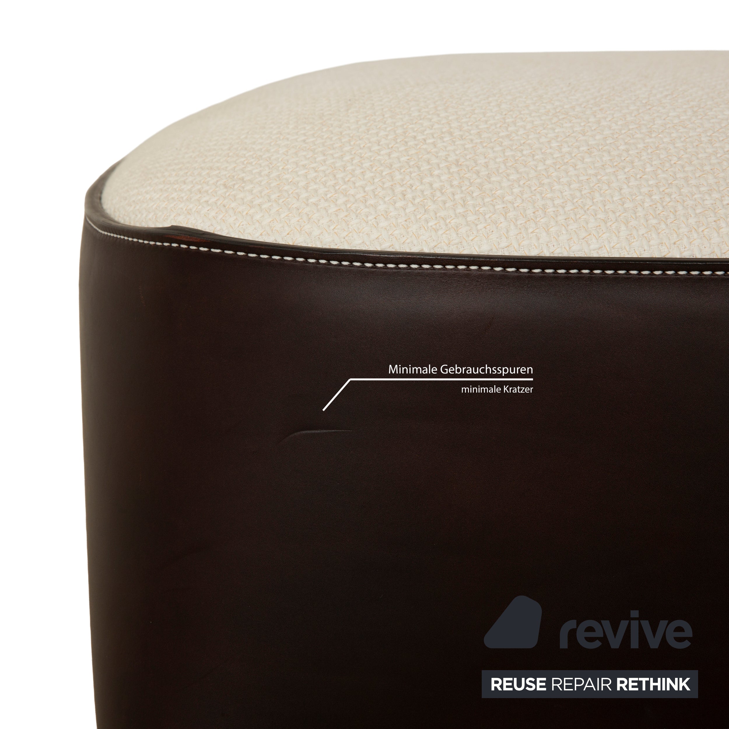 Walter Knoll Isanka Leather Stool Cream Brown Dark Brown