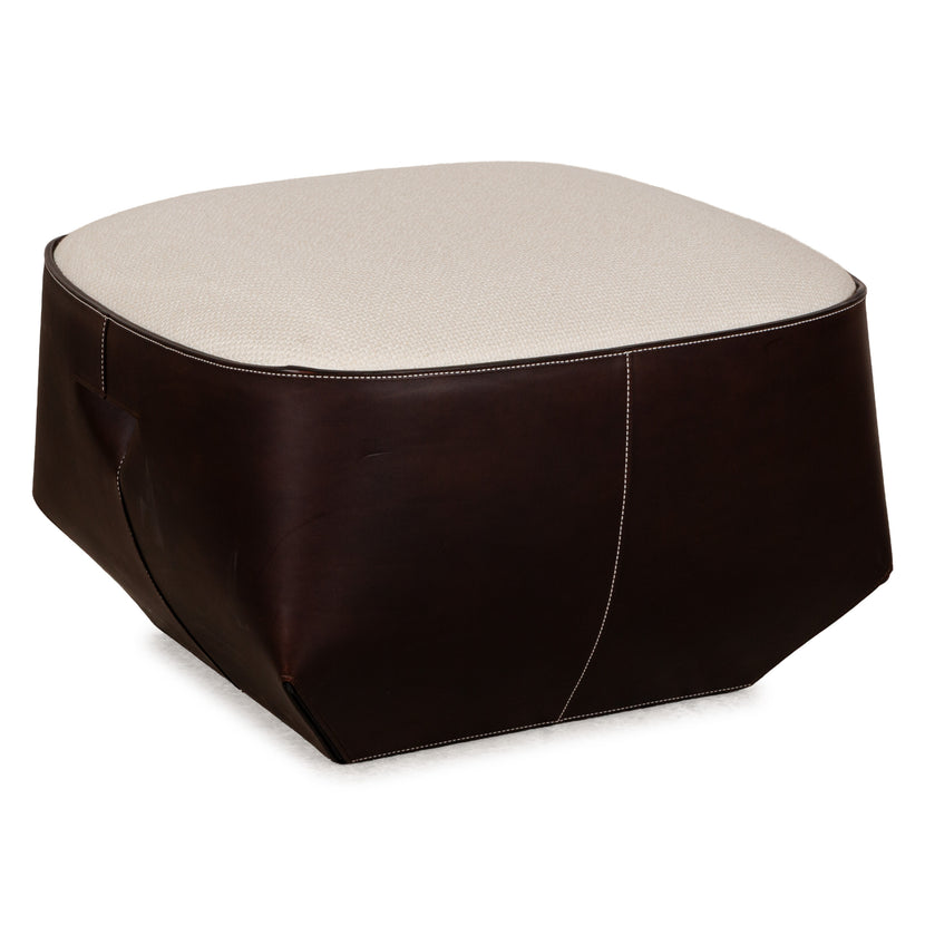 Tabouret en cuir Walter Knoll Isanka crème marron marron foncé