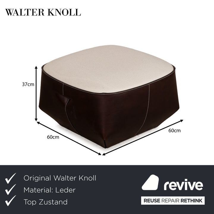 Tabouret en cuir Walter Knoll Isanka crème marron marron foncé