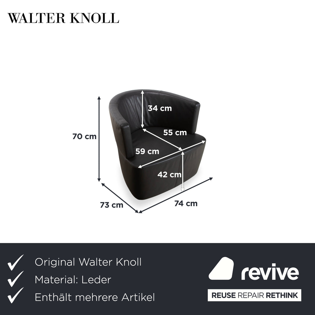 Walter Knoll Ishino Leder 2x Sessel Anthrazit Grau Drehbar
