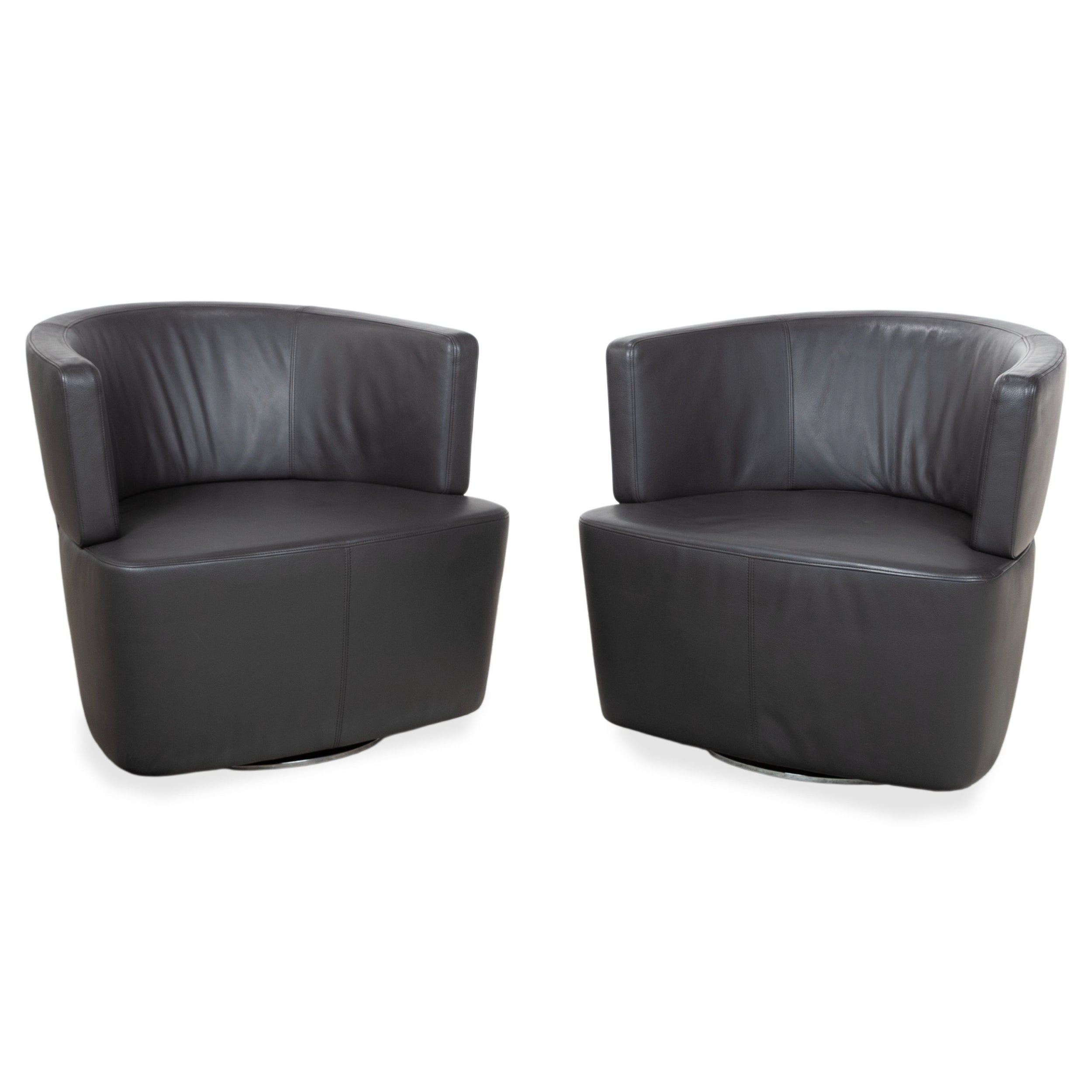 Walter Knoll Ishino læder 2x lænestol antracitgrå drejbar