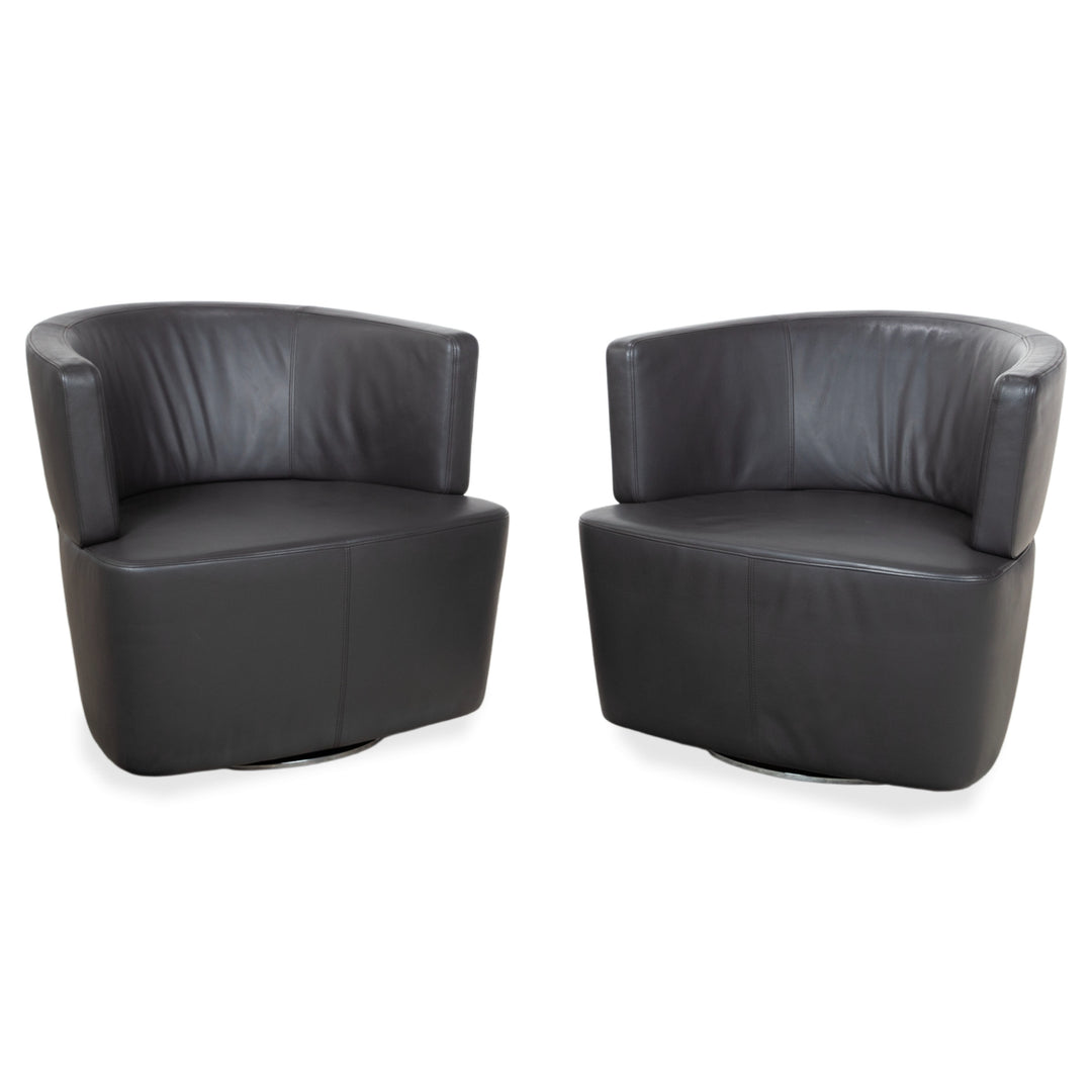 Walter Knoll Ishino Leder 2x Sessel Anthrazit Grau Drehbar