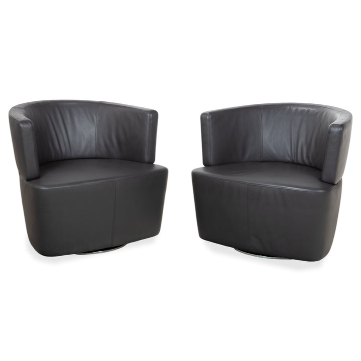 Walter Knoll Ishino Leder 2x Sessel Anthrazit Grau Drehbar