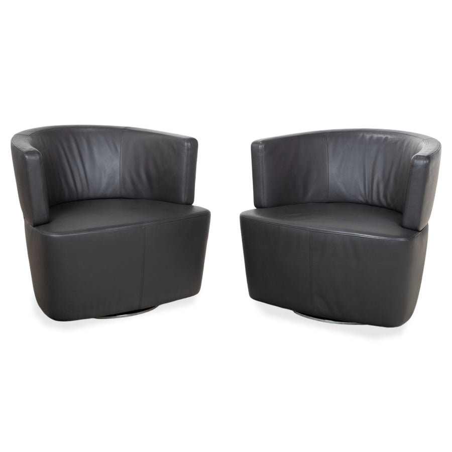 Walter Knoll Ishino Leder 2x Sessel Anthrazit Grau Drehbar