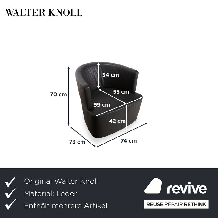 Walter Knoll Ishino Leder 3x Sessel Anthrazit Grau Drehbar