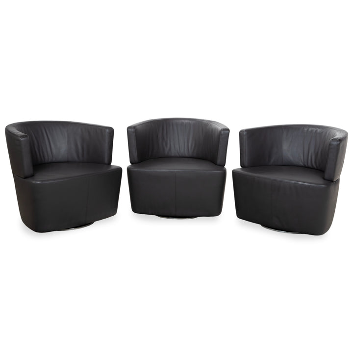 Walter Knoll Ishino Leder 3x Sessel Anthrazit Grau Drehbar