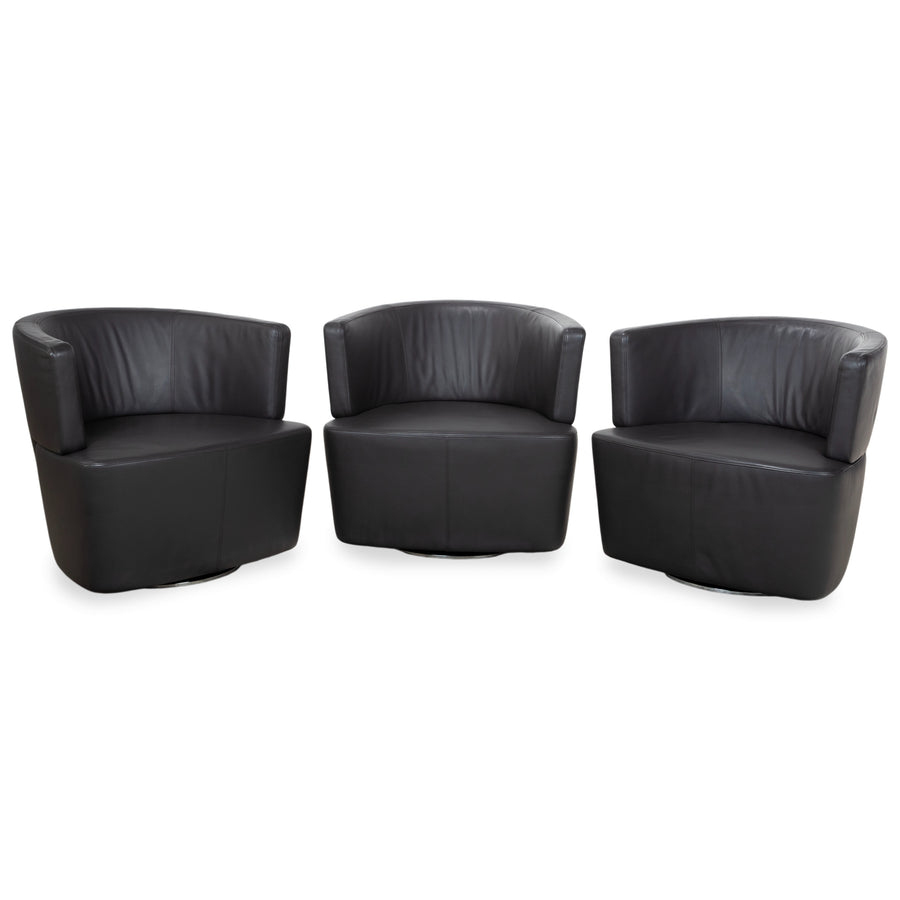 Walter Knoll Ishino Leder 3x Sessel Anthrazit Grau Drehbar