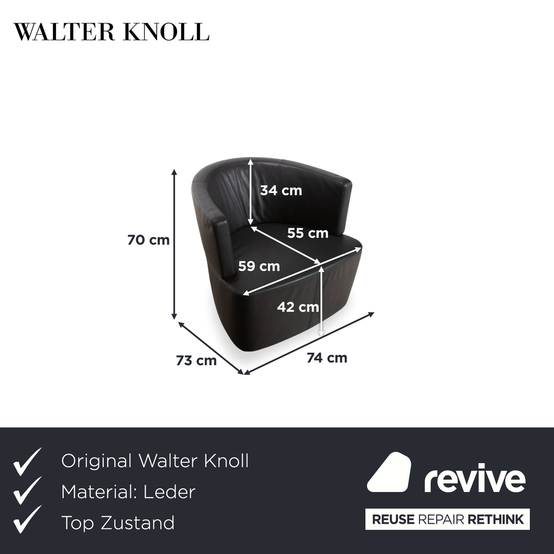 Walter Knoll Ishino Leder Sessel Anthrazit Grau Drehbar