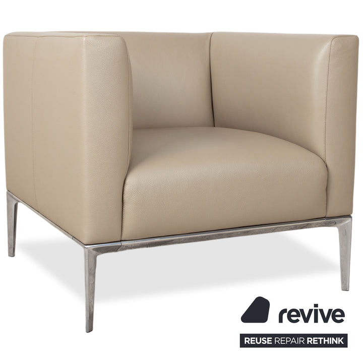Walter Knoll Jaan Leder Chrom 2x Sessel Creme Beige