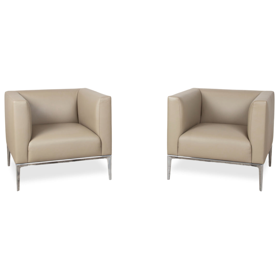 Walter Knoll Jaan Leder Chrom 2x Sessel Creme Beige
