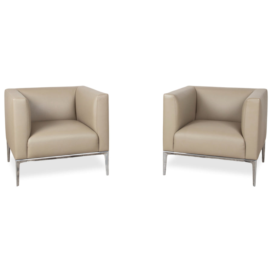 Walter Knoll Jaan Leder Chrom 2x Sessel Creme Beige