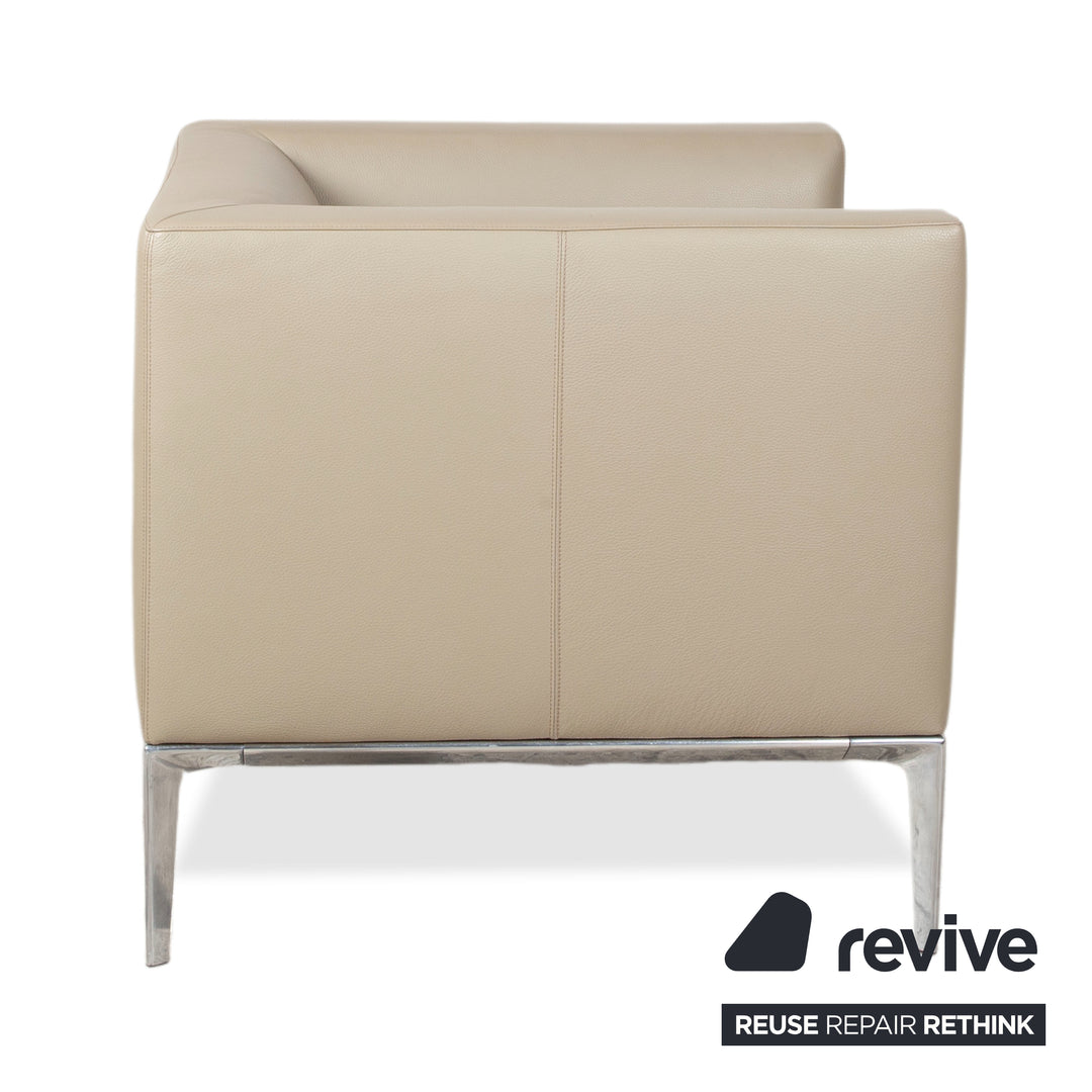 Walter Knoll Jaan Leder Chrom Sessel Creme Beige