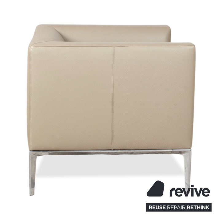 Walter Knoll Jaan Leder Chrom Sessel Creme Beige