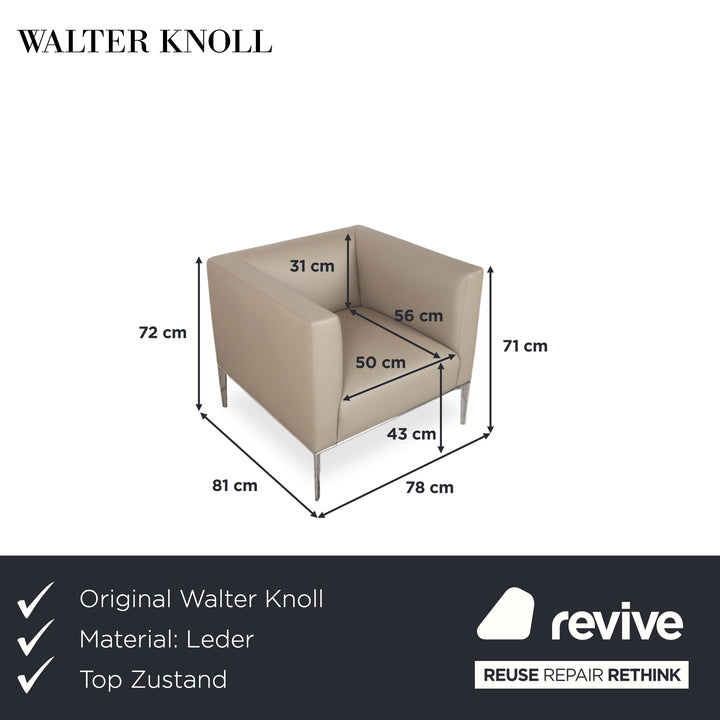 Walter Knoll Jaan Leder Chrom Sessel Creme Beige
