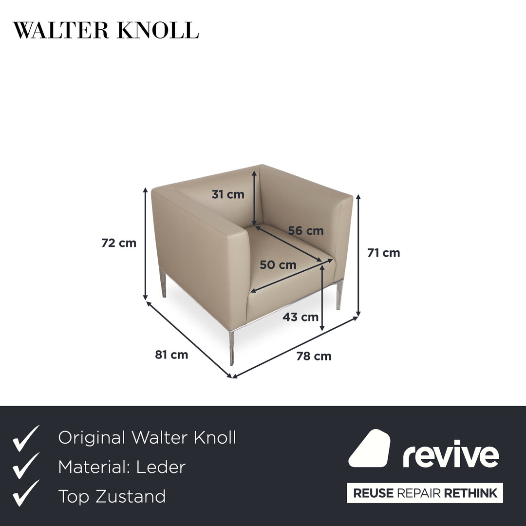 Walter Knoll Jaan Leder Chrom Sessel Creme Beige
