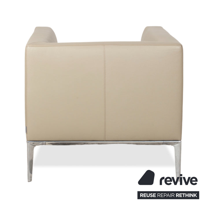 Walter Knoll Jaan Leder Chrom Sessel Creme Beige