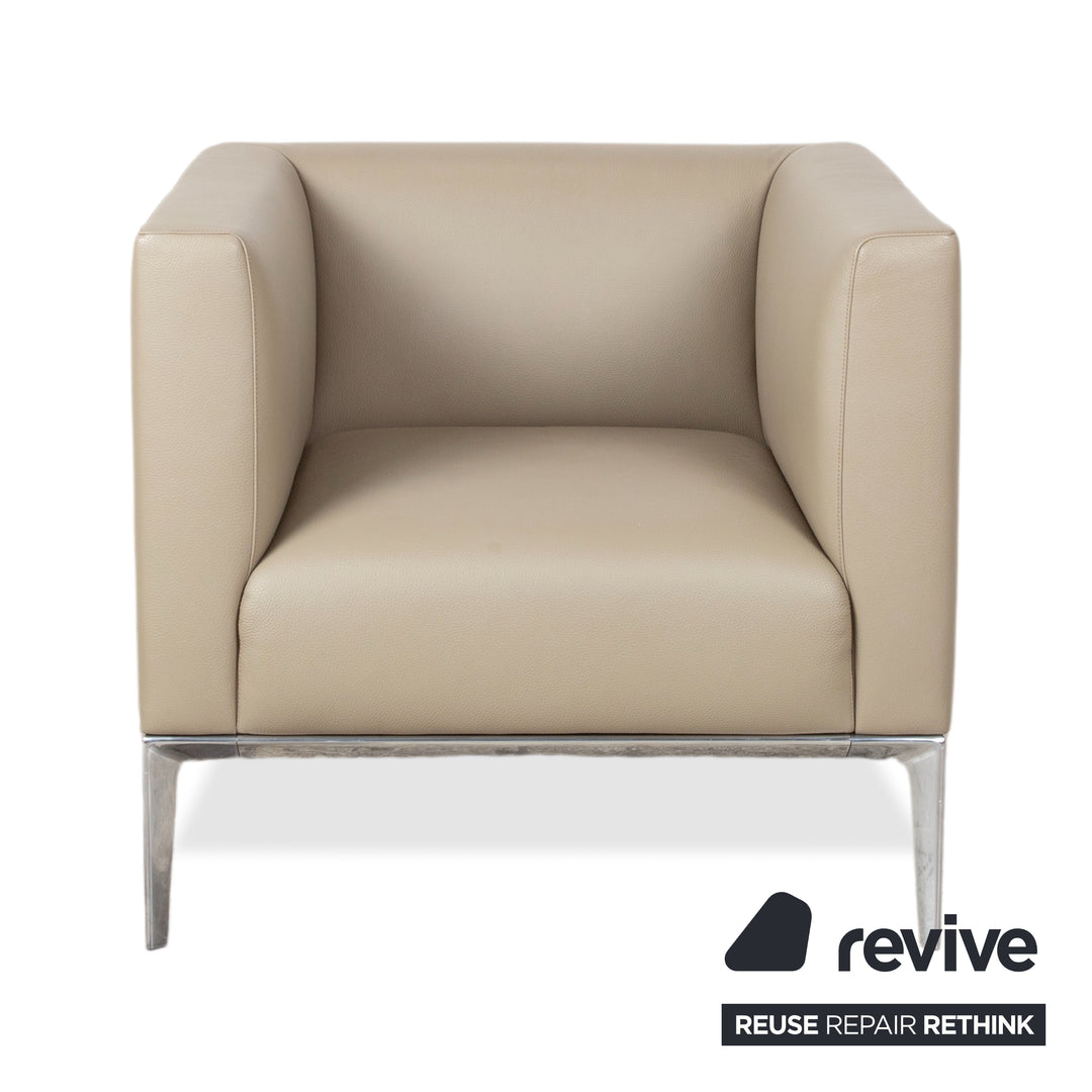 Walter Knoll Jaan Leder Chrom Sessel Creme Beige