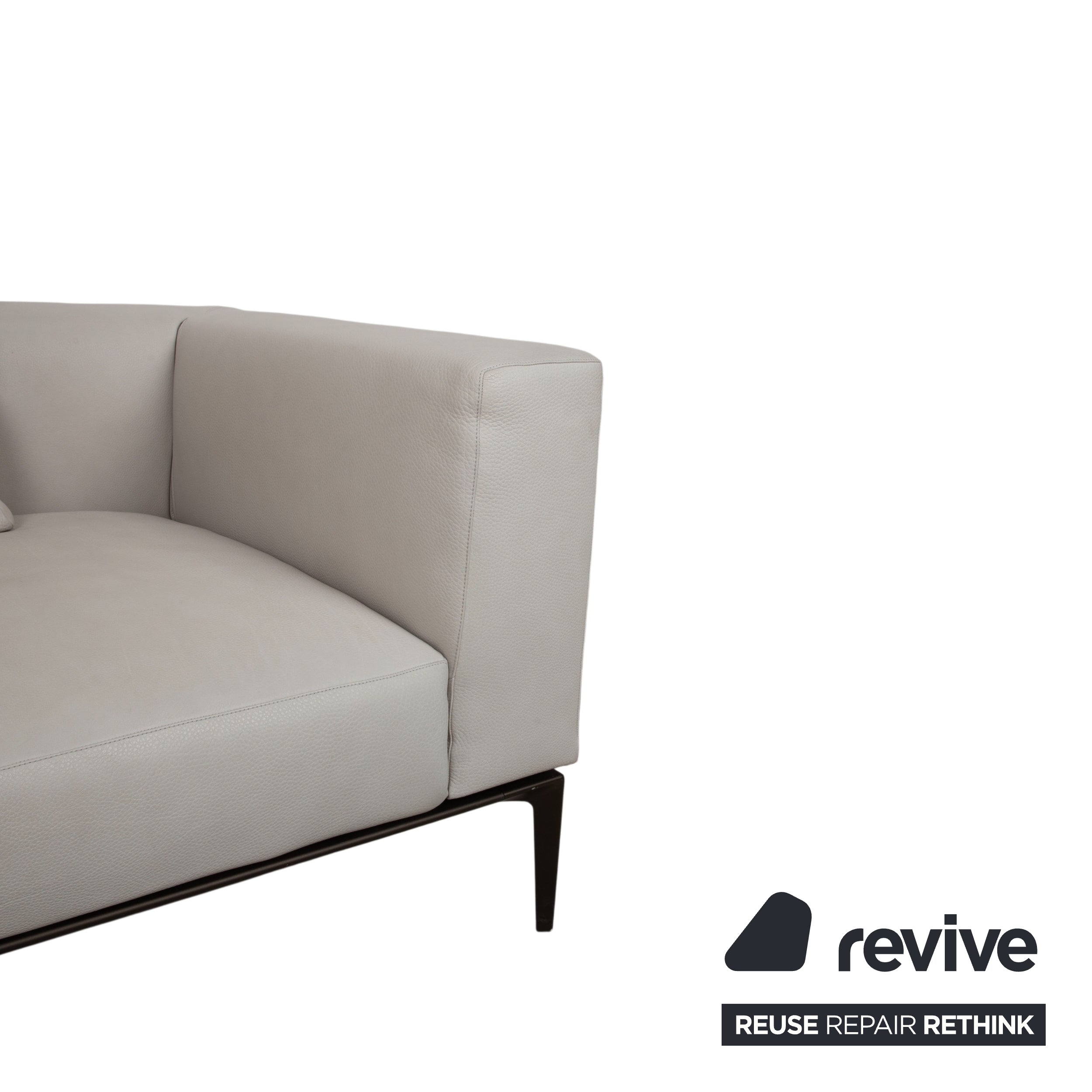 Walter Knoll Jaan Living Garnitur Leder Dreisitzer Zweisitzer Grau Creme Sofa Couch