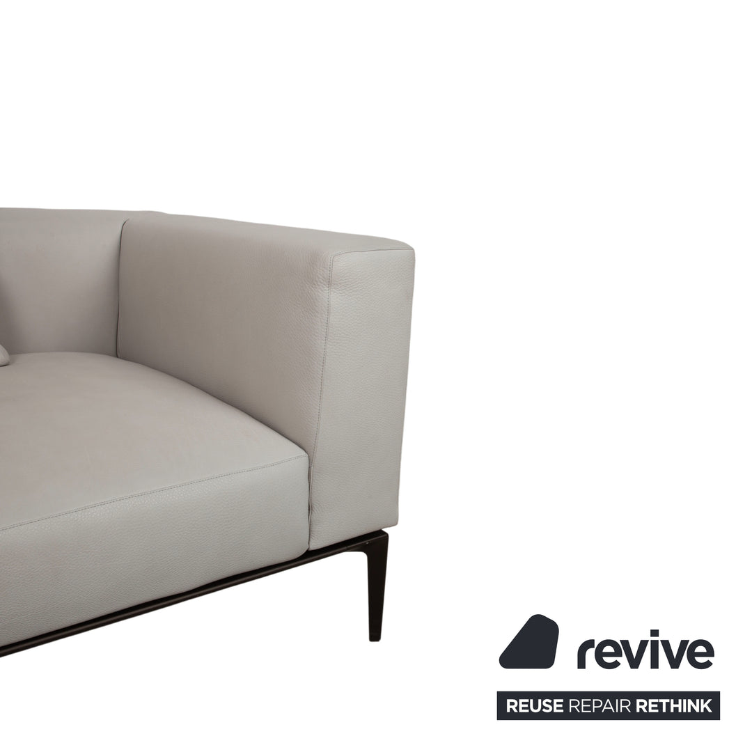 Walter Knoll Jaan Living Garnitur Leder Dreisitzer Zweisitzer Grau Creme Sofa Couch