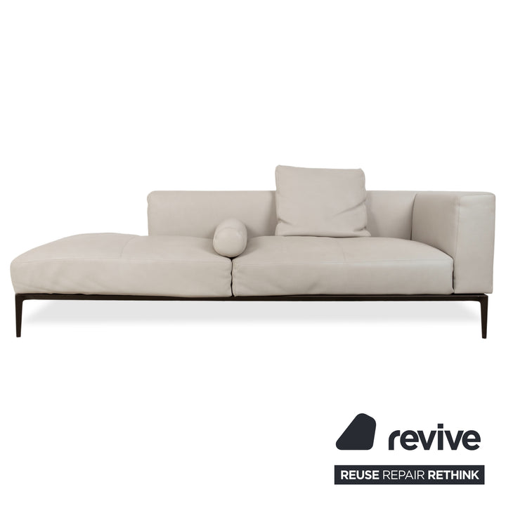 Walter Knoll Jaan Living Garnitur Leder Dreisitzer Zweisitzer Grau Creme Sofa Couch