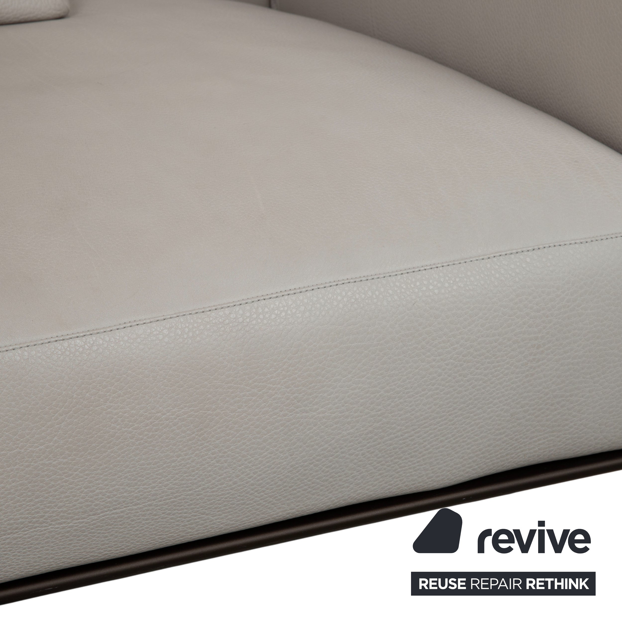 Walter Knoll Jaan Living Garnitur Leder Dreisitzer Zweisitzer Grau Creme Sofa Couch