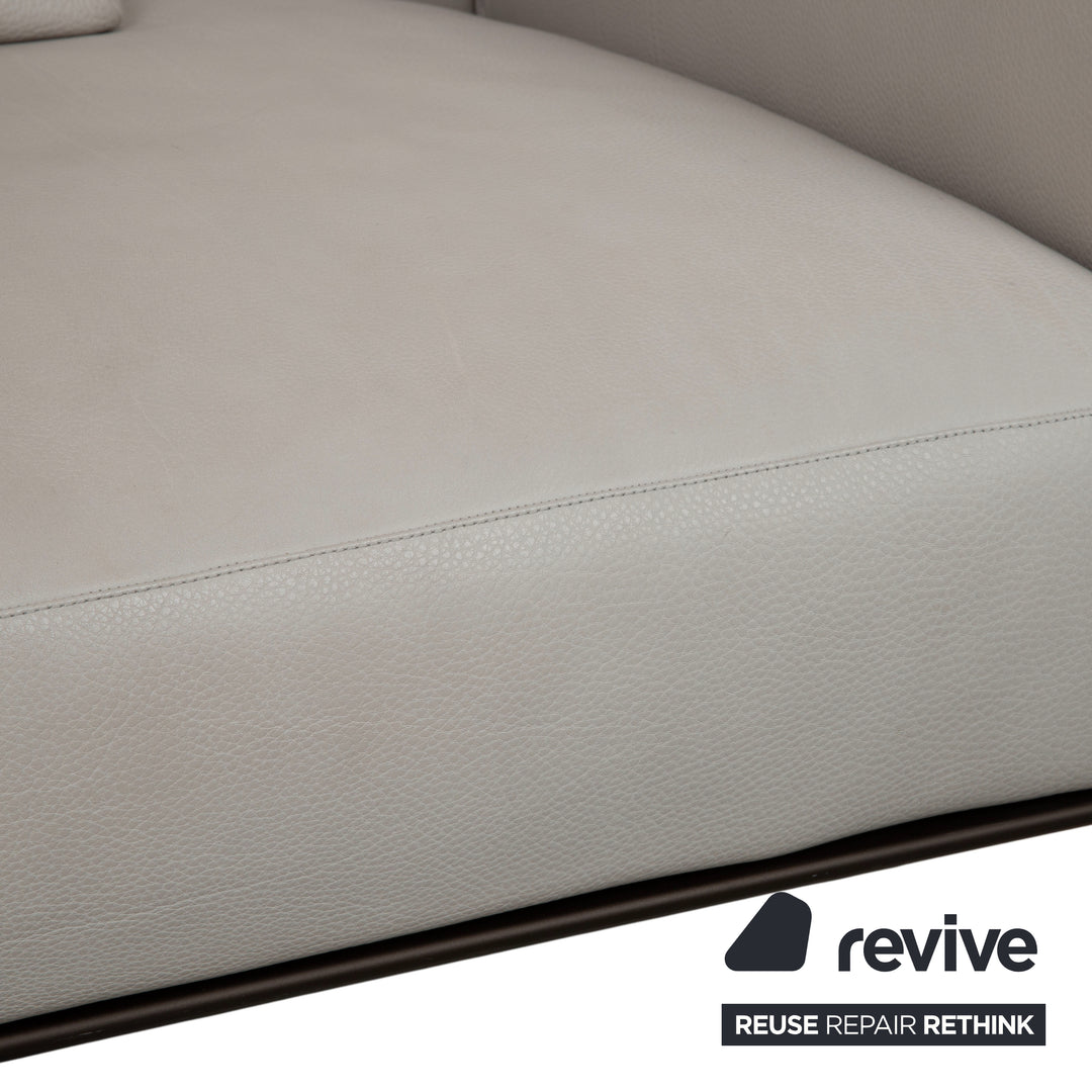 Walter Knoll Jaan Living Garnitur Leder Dreisitzer Zweisitzer Grau Creme Sofa Couch