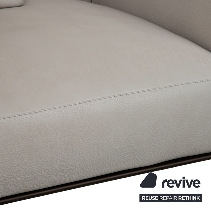 Walter Knoll Jaan Living Garnitur Leder Dreisitzer Zweisitzer Grau Creme Sofa Couch