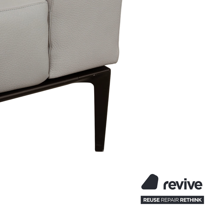 Walter Knoll Jaan Living Garnitur Leder Dreisitzer Zweisitzer Grau Creme Sofa Couch