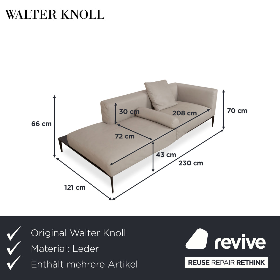 Walter Knoll Jaan Living Garnitur Leder Dreisitzer Zweisitzer Grau Creme Sofa Couch