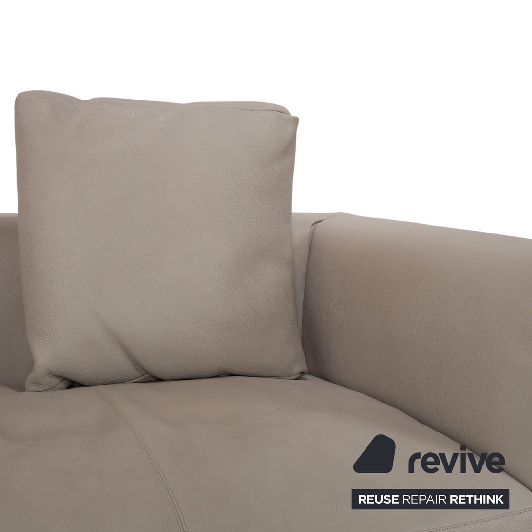 Walter Knoll Jaan Living Garnitur Leder Dreisitzer Zweisitzer Grau Creme Sofa Couch