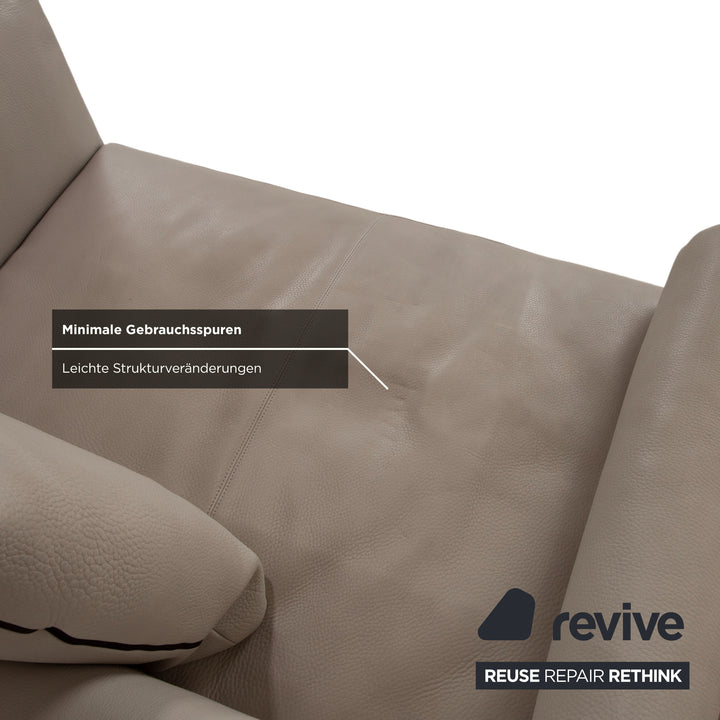Walter Knoll Jaan Living Garnitur Leder Dreisitzer Zweisitzer Grau Creme Sofa Couch