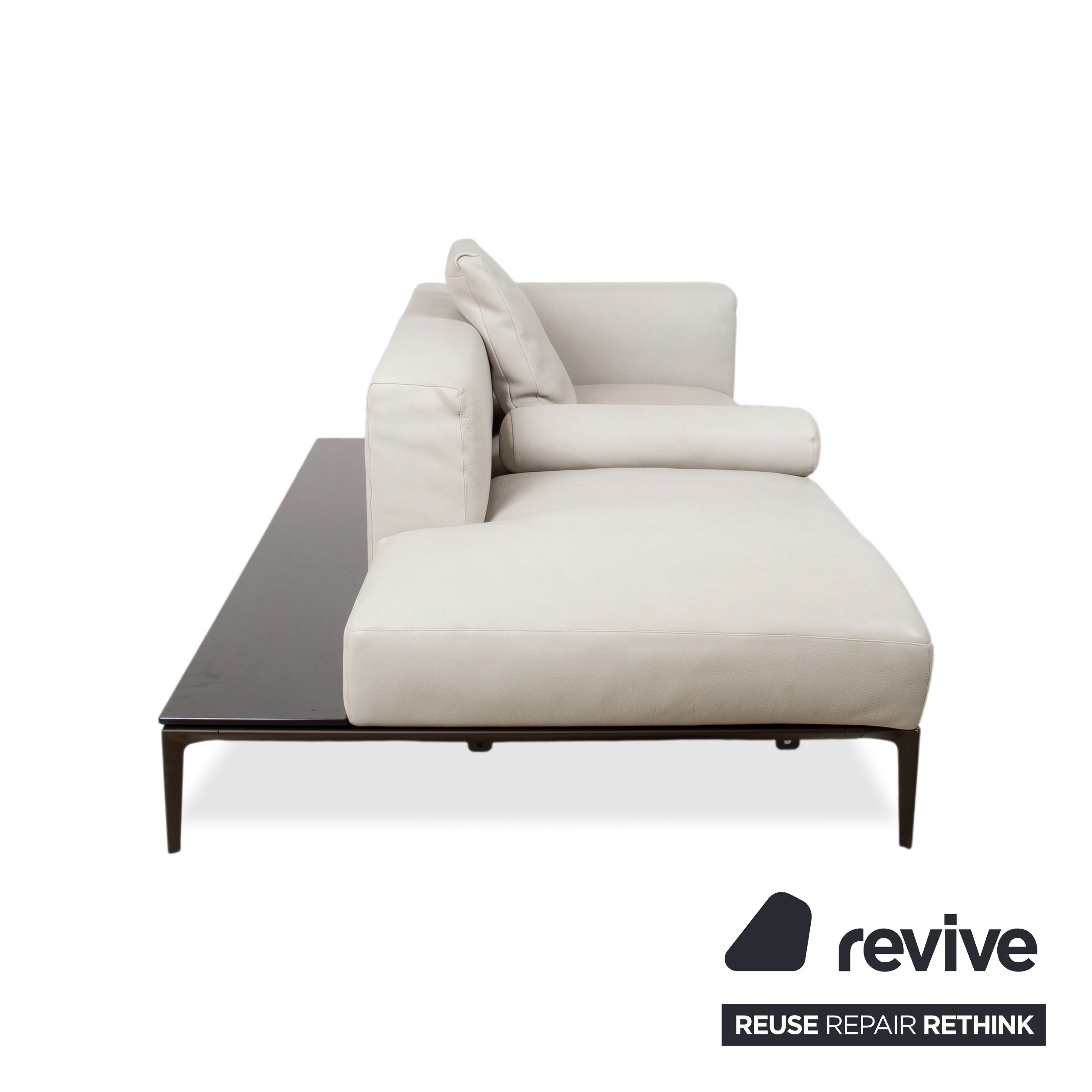 Walter Knoll Jaan Living Leather Three-Seater Grey Cream Sofa Couch