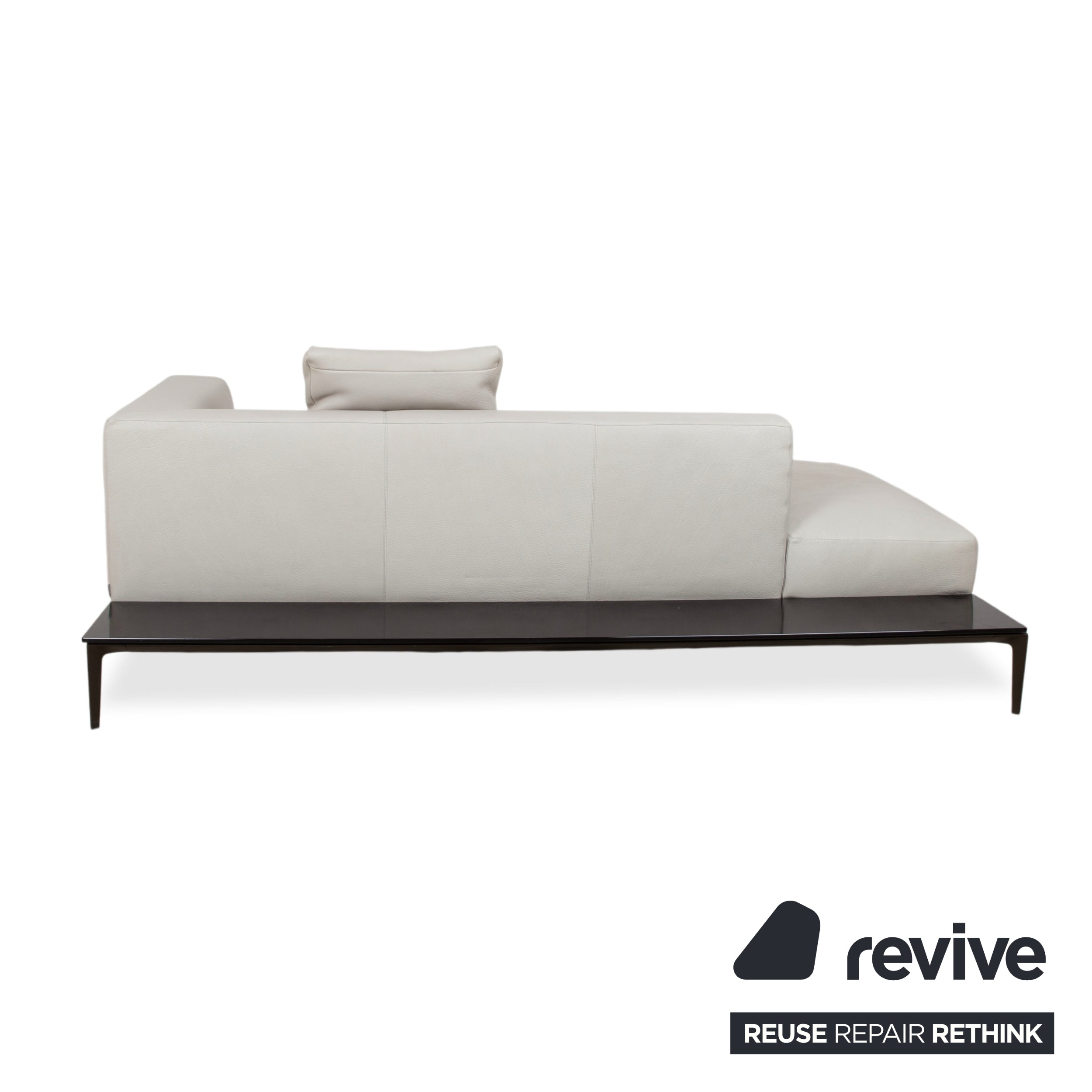 Walter Knoll Jaan Living Leather Three-Seater Grey Cream Sofa Couch