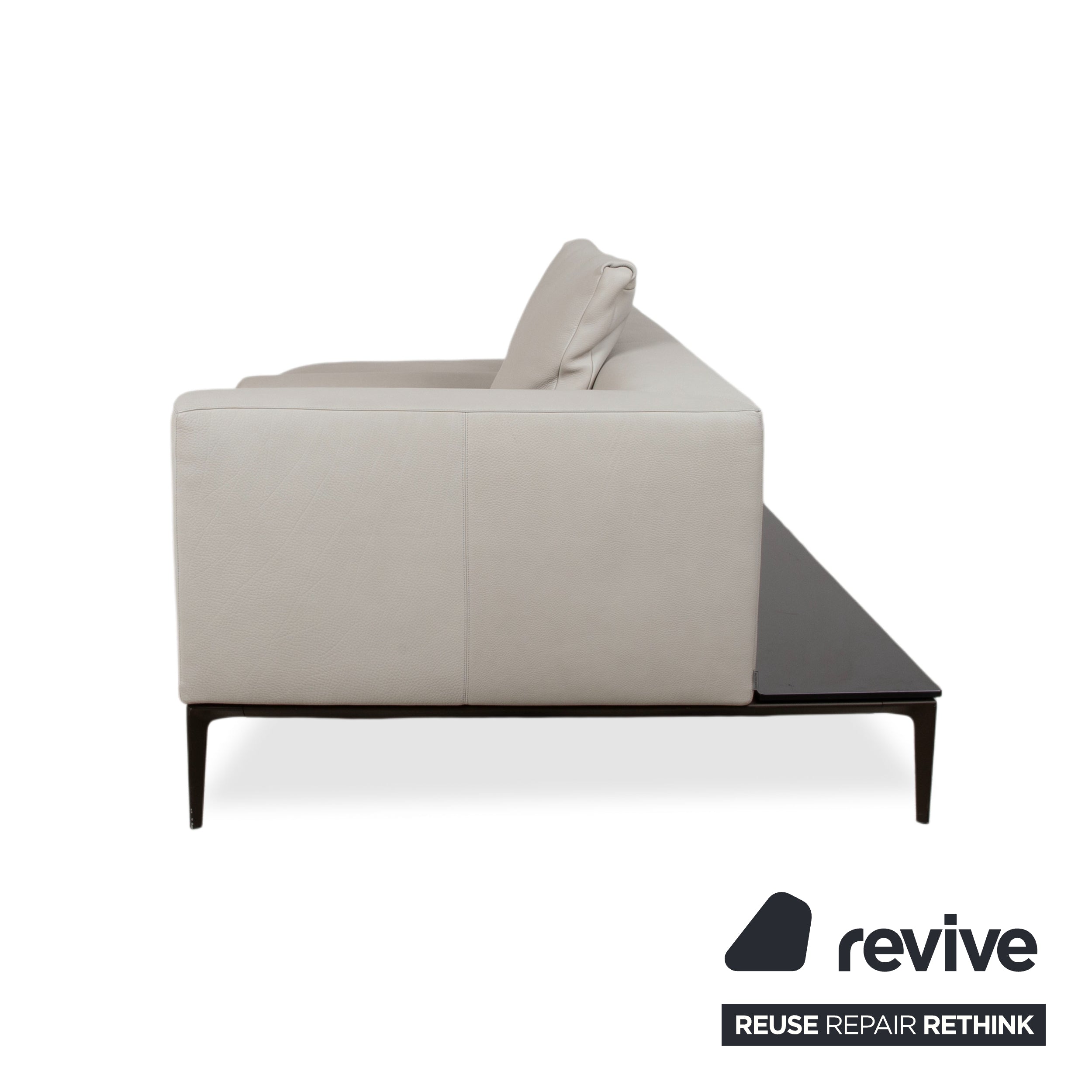 Walter Knoll Jaan Living Leather Three-Seater Grey Cream Sofa Couch