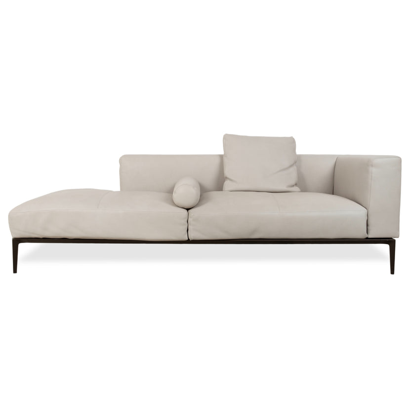 Walter Knoll Jaan Living Leather Three-Seater Grey Cream Sofa Couch