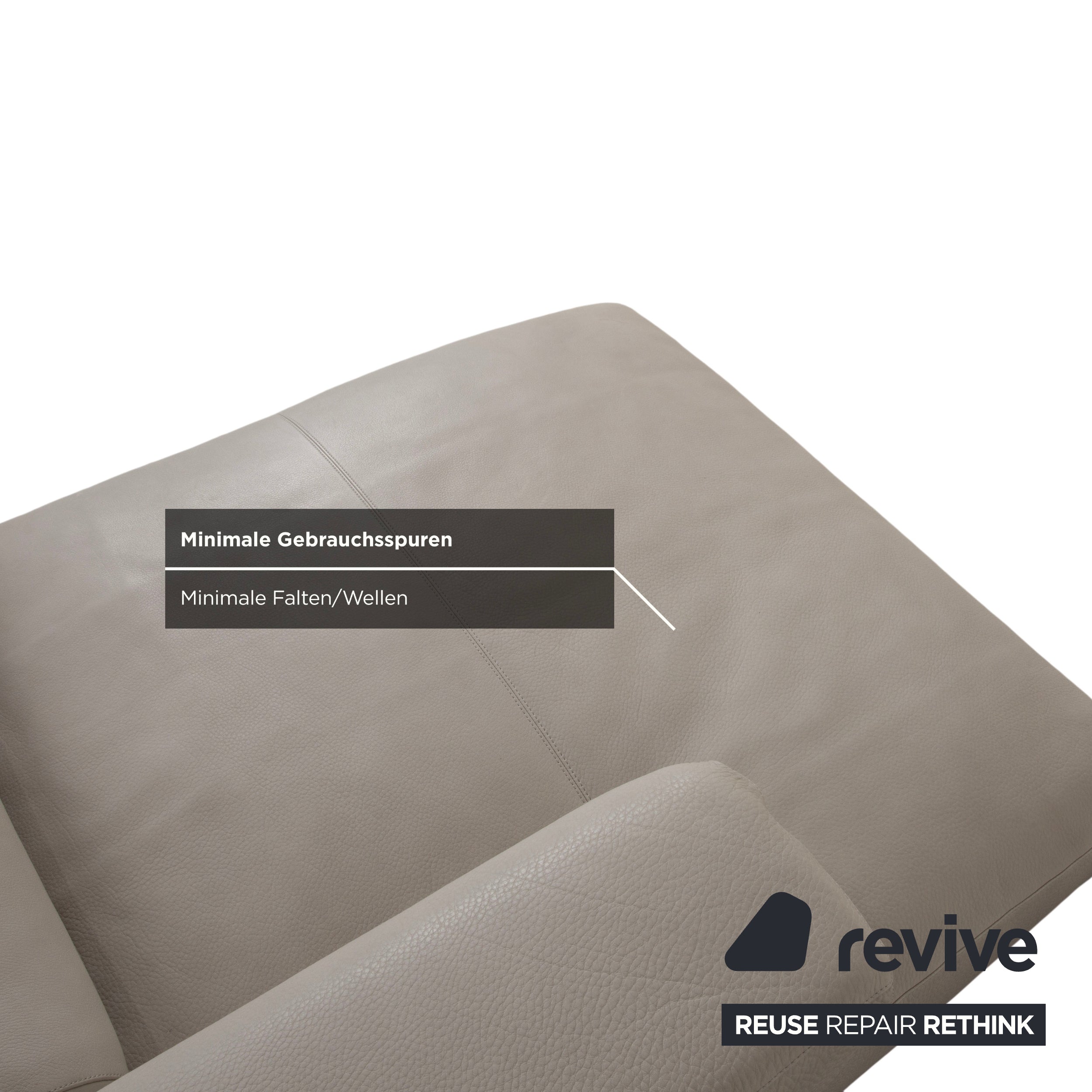 Walter Knoll Jaan Living Leather Three-Seater Grey Cream Sofa Couch