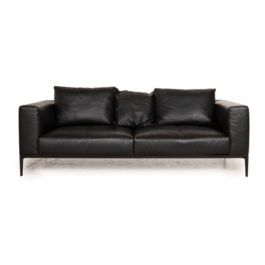 Walter Knoll Jaan Living Leather Three Seater Black Sofa Couch