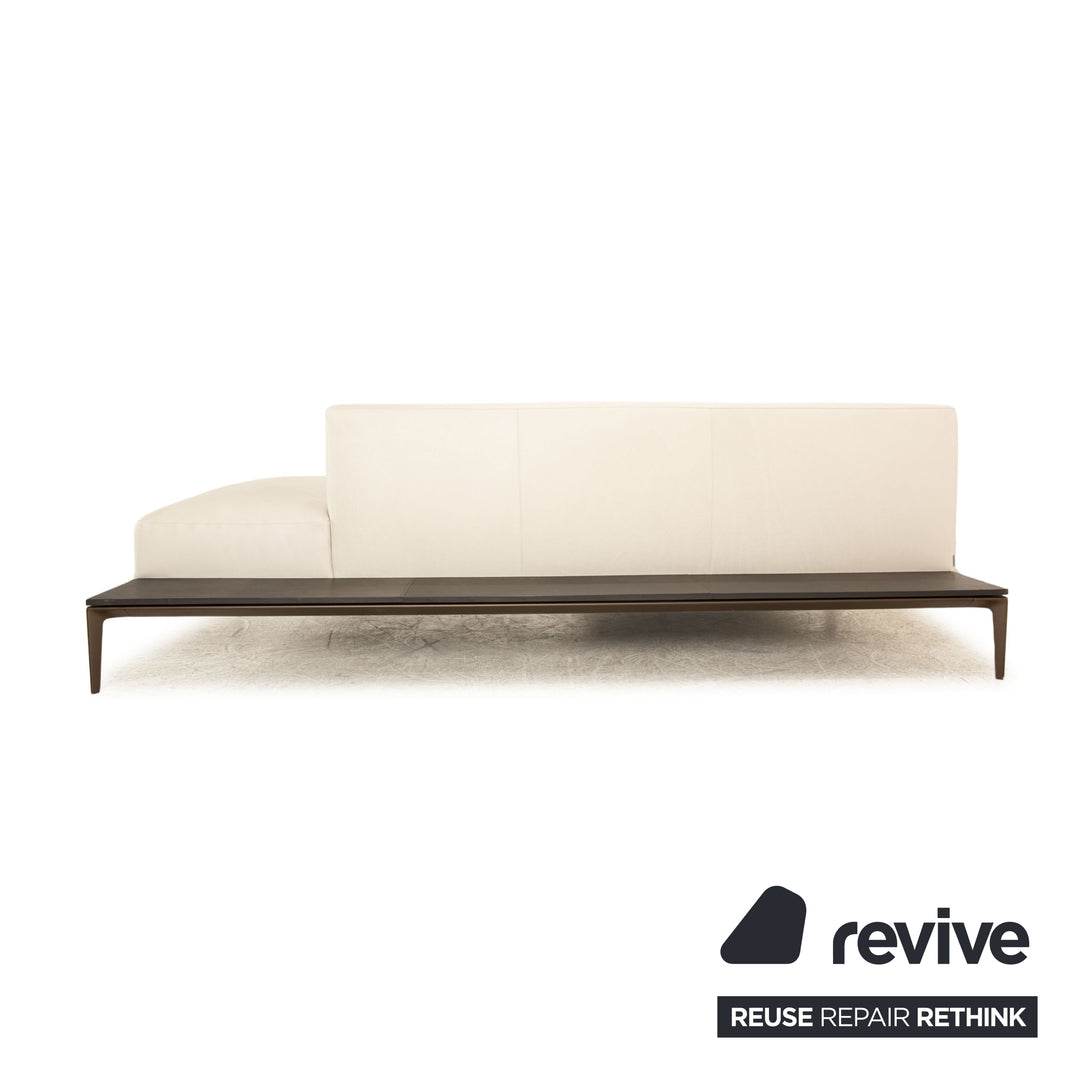 Walter Knoll Jaan Living Leather Corner Sofa Recamiere Right Cream Gray Sofa Couch